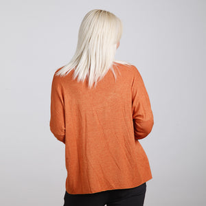 Goose Island Burnt Orange V Neck Long Sleeve Jumper