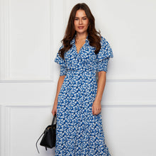 Load image into Gallery viewer, Girl In Mind Blue Katherine Collared Midi Dress