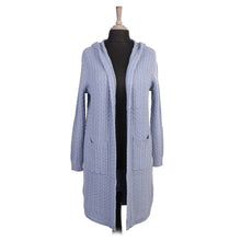 Load image into Gallery viewer, Italian Denim Cable Knitted Hooded Cardigan