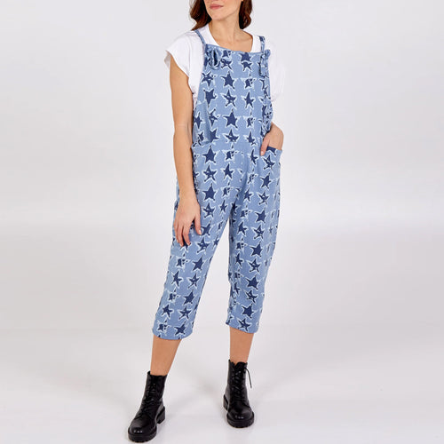 Italian Denim Blue Star Dungarees 3/4 Length