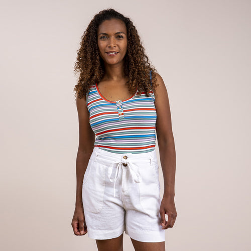 Lily & Me Ecru Button Vest Printed Stripe