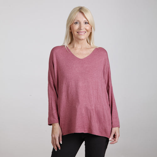 Goose Island Pink V Neck Long Sleeve Jumper