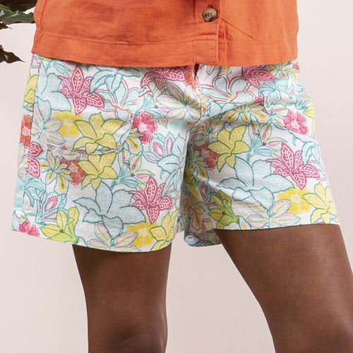 Lily & Me Multicolour Linen Short Citron Print