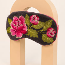 Load image into Gallery viewer, Powder Charcoal Lavender Velvet Eyemask Painted Peony