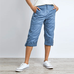 Weird Fish Blue Mirage Salena Organic Cotton 3/4 Length Trousers