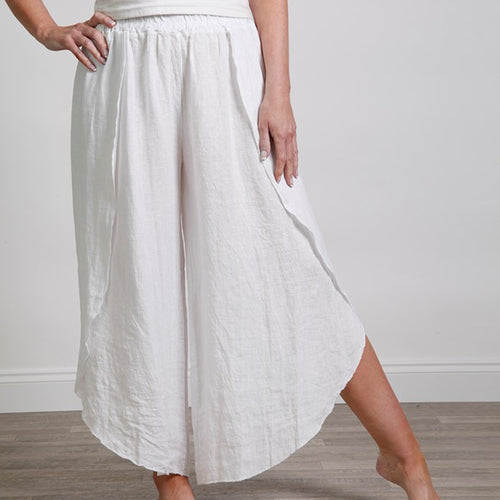 Goose Island White Linen Side Split Harem Trouser