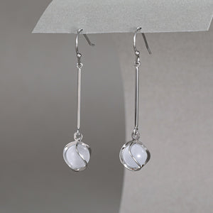 Silver Crystal Ball Earrings