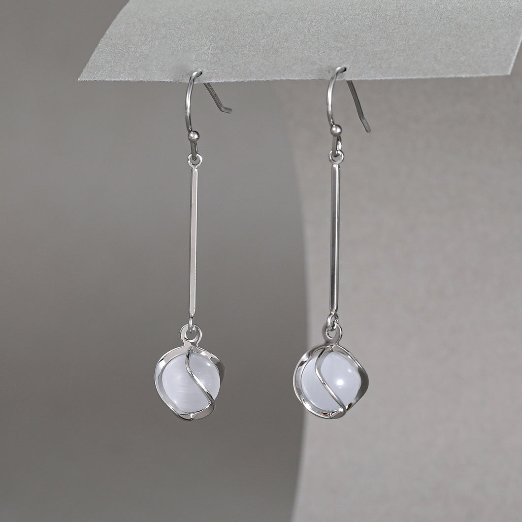 Silver Crystal Ball Earrings