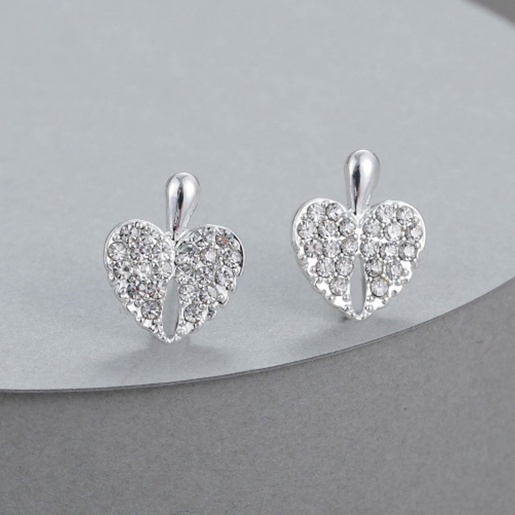 Silver Gem Heart Earrings