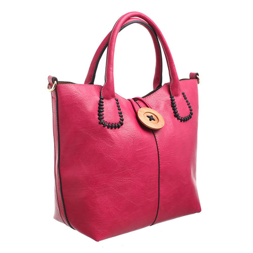 Bessie London Fuchsia Classic Button Bag-In-Bag