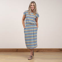Load image into Gallery viewer, Lily &amp; Me Teal Amy Dress Printed Stripe