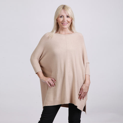 Goose Island Camel 3/4 Side Split Knitted Jumper