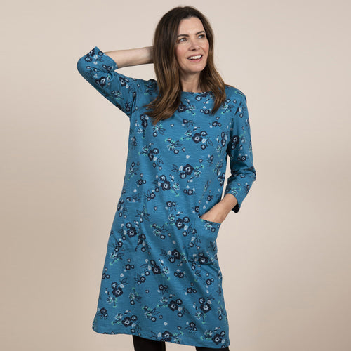 Lily & Me Dark Teal Maisemore Dress Pastel Flowers