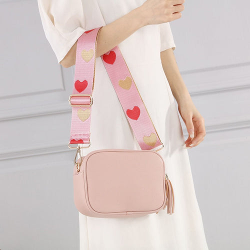 Blush Pink Tassel Box Bag With Funky Strap