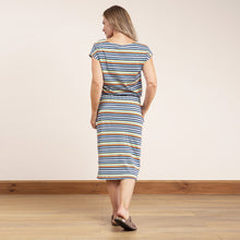 Load image into Gallery viewer, Lily &amp; Me Teal Amy Dress Printed Stripe