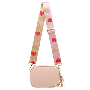Blush Pink Tassel Box Bag With Funky Strap