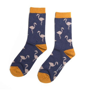 Miss Sparrow Navy Flamingo Socks