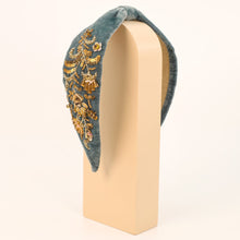 Load image into Gallery viewer, Powder Denim Embellished Velvet Headband