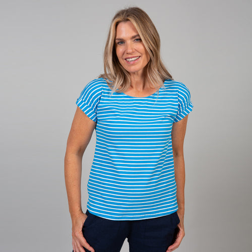 Lily & Me Bright Blue Weekend Tee Summer Stripe