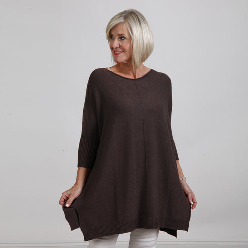 Goose Island Chocolate 3/4 Side Split Knitted Jumper
