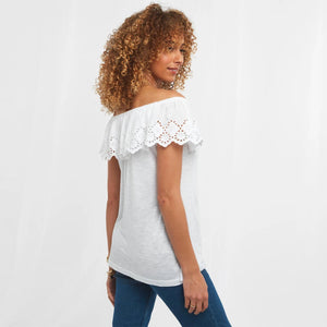 Joe Browns White Broderie Frill Top