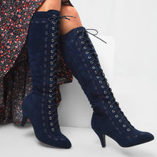 Load image into Gallery viewer, Joe Browns Navy Still Obsessed Lace Up Boots