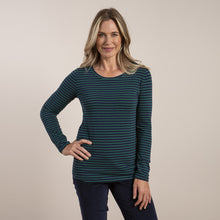 Load image into Gallery viewer, Lily &amp; Me Navy &amp; Green Layering Tee Mini Stripe