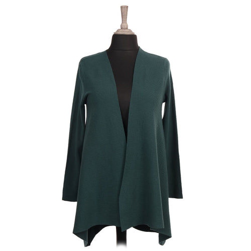 Italian Green Waterfall Open Front Ribbed Cardigan