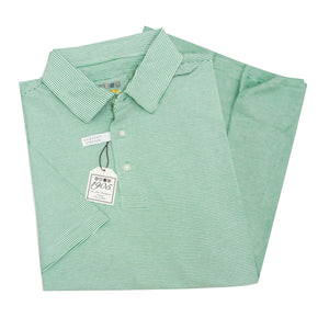 Jos. A. Bank Green Mens Cotton Rich Striped Short Sleeve Polo Shirt