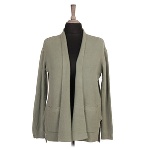 Italian Green Front Pockets Knitted Cardigan