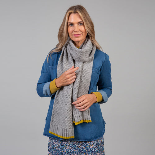 Lily & Me Grey Pretty Stitch Scarf Plain
