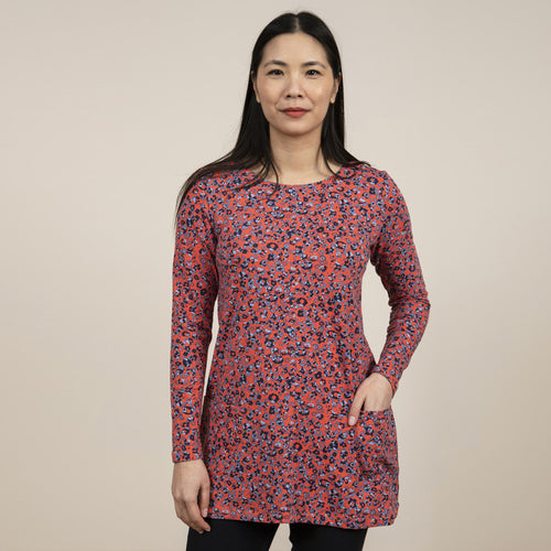 Lily & Me Coral High Tea Tunic Shadow Flower