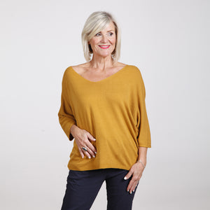 Goose Island Mustard V Neck Knitted Batwing