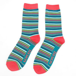 Mr Heron Teal Vibrant Stripes Socks