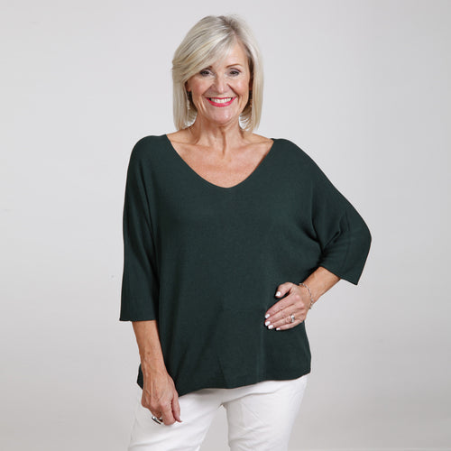 Goose Island Bottle Green V Neck Knitted Batwing