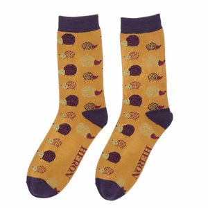 Mr Heron Mustard Hedgehogs Socks
