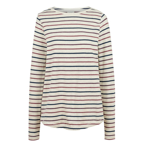 Fat Face Ivory Breton Stripe Curved Hem Top
