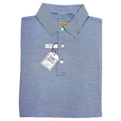 Jos. A. Bank Blue Mens Cotton Rich Tailored Fit Striped Polo Shirt