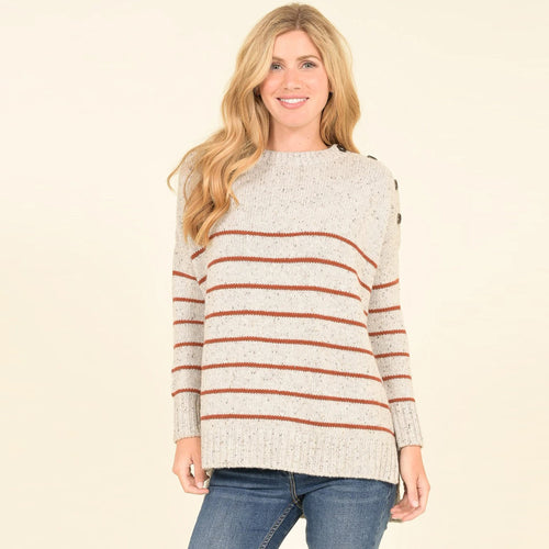 Brakeburn Stripe Button Oversized Jumper