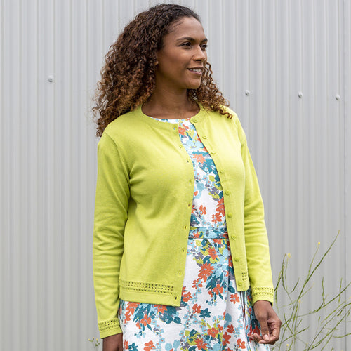 Lily & Me Lime Agnes Pointelle Cardi
