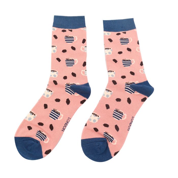 Miss Sparrow Dusky Pink Coffee Shop Socks