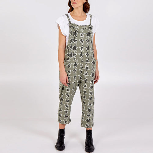 Italian Khaki Star Dungarees 3/4 Length