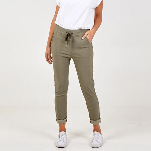 Italian Khaki Magic Plain Smart Non-Crush Trouser
