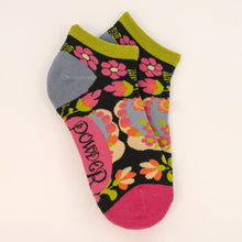 Load image into Gallery viewer, Powder Charcoal Scandinavian Flora Trainer Socks