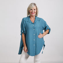 Load image into Gallery viewer, Goose Island Teal Side Button Collared Shirt