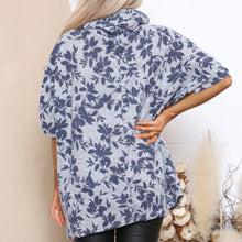 Load image into Gallery viewer, Italian Grey Leaf Pattern Print Cowl Neck Jumper