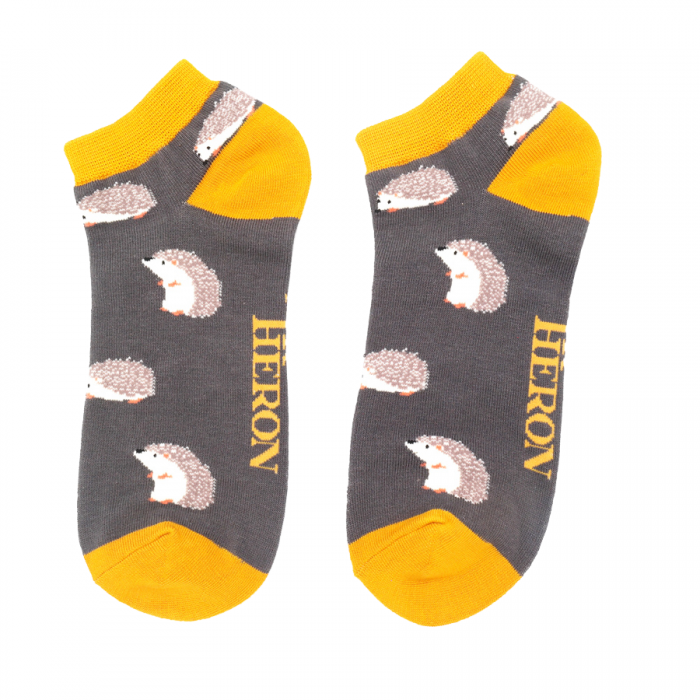 Mr Heron Grey Hedgehogs Trainer Socks