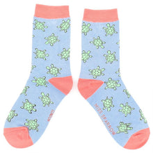 Load image into Gallery viewer, Miss Sparrow Powder Blue Cute Turtles Socks