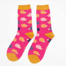 Load image into Gallery viewer, Miss Sparrow Hot Pink Fun Hedgehogs Socks