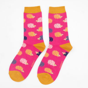 Miss Sparrow Hot Pink Fun Hedgehogs Socks